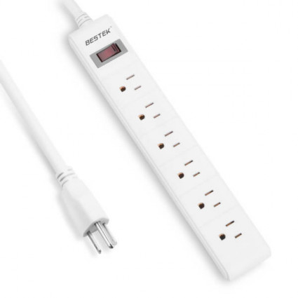 BESTKEK 6-Outlet Surge Protector Power Strip with 2.6ft Power Cord