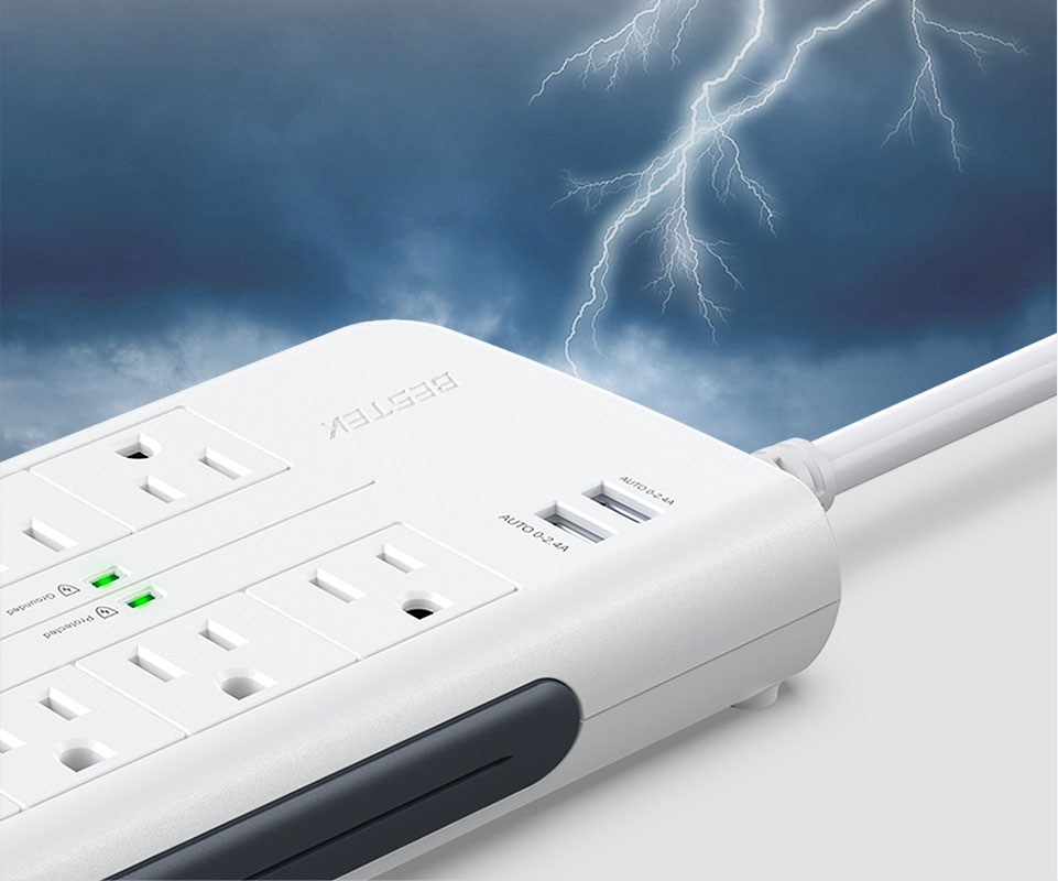 10Outlet Surge Protector with 4000 Joule BESTEK