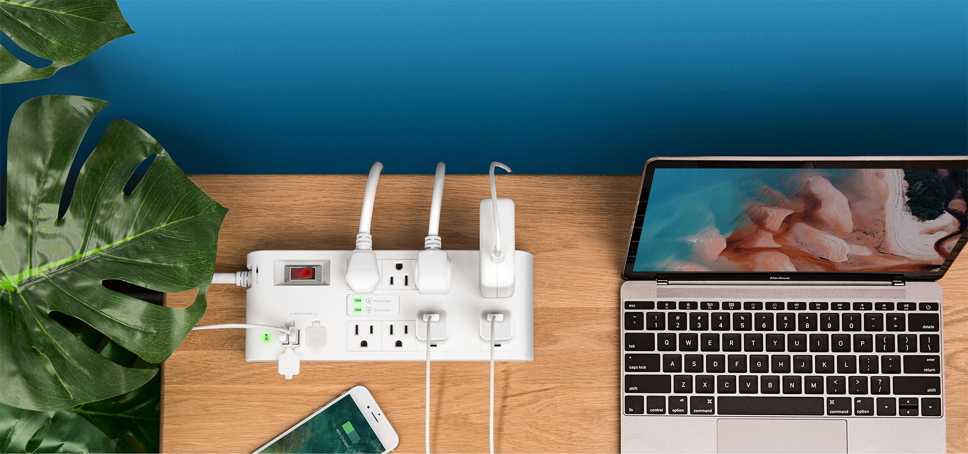 BESTEK Power Strip 2000 Joules with 15A 125V AC 8Outlet